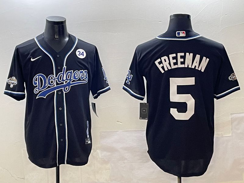 Men Los Angeles Dodgers #5 Freeman Black Fashion Game 2025 Nike MLB Jersey style 3063